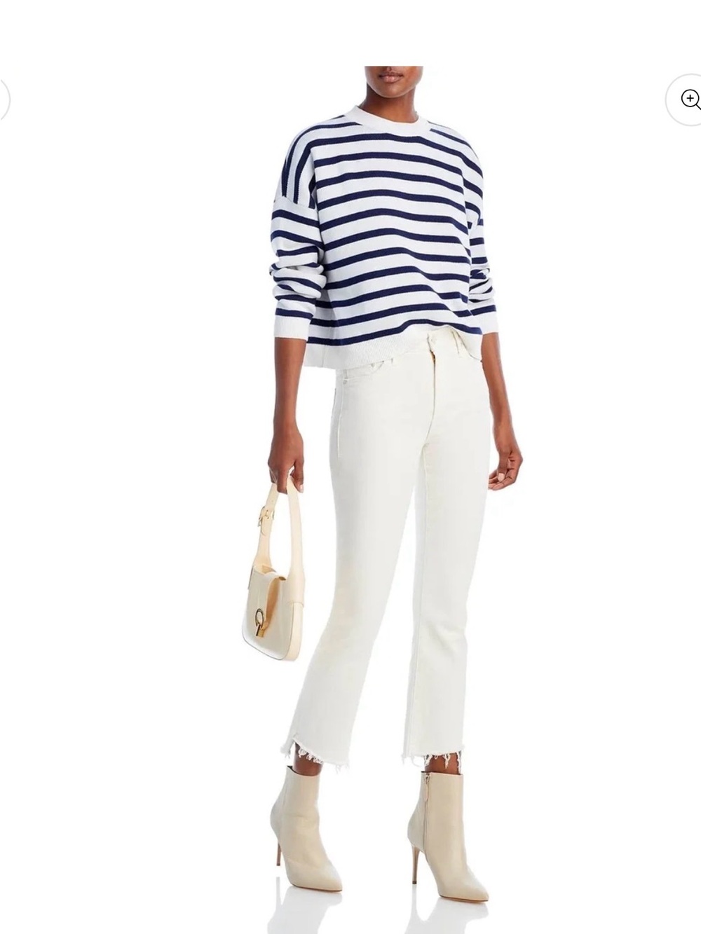 MOTHER Insider Crop Step Fray White Jeans 29 High Rise Kick Flare Raw Hem Coasta